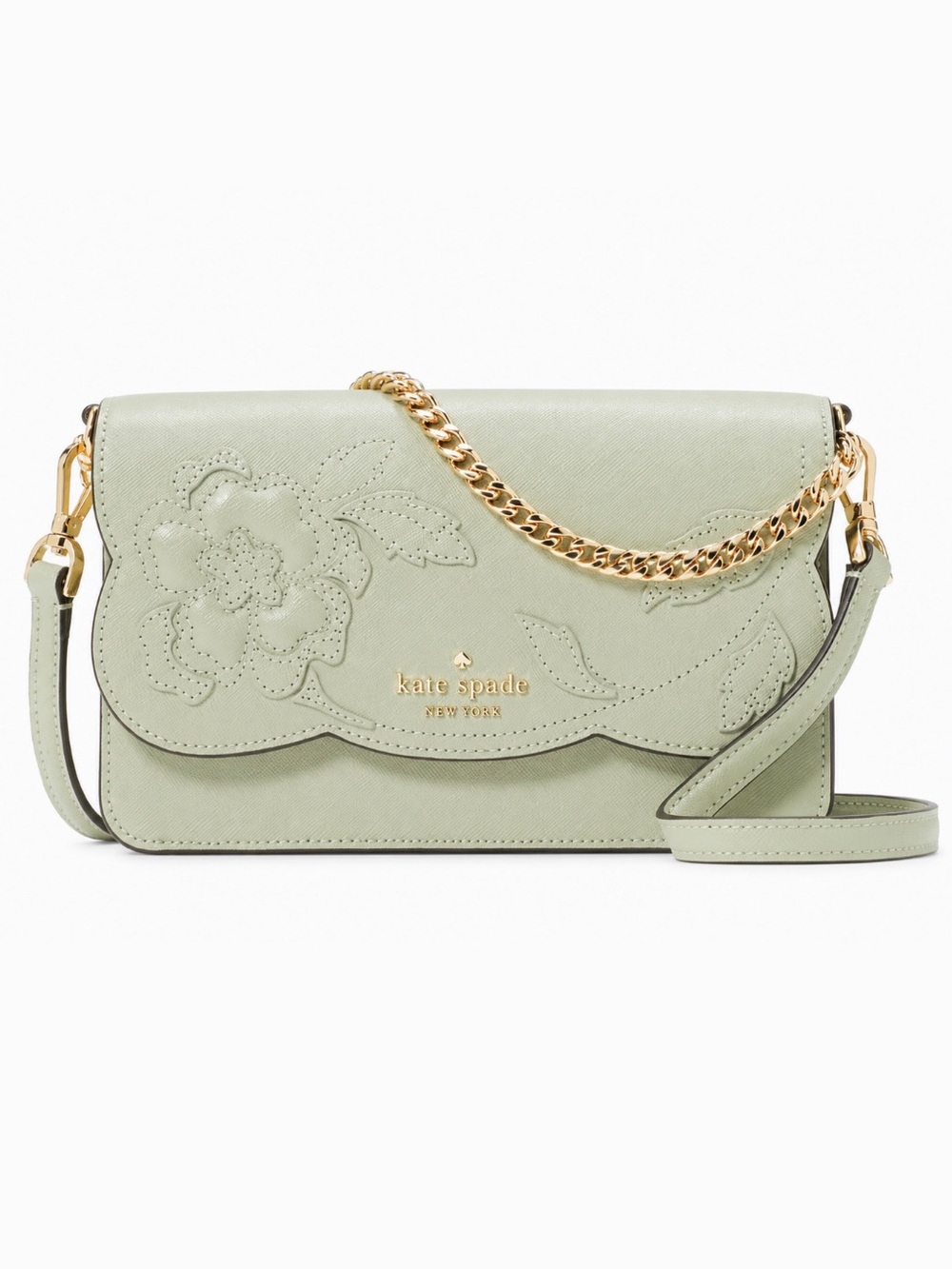 Kate Spade Sage Madison Forest Blooms Floral Appliqué Willow Crossbody MSRP $329